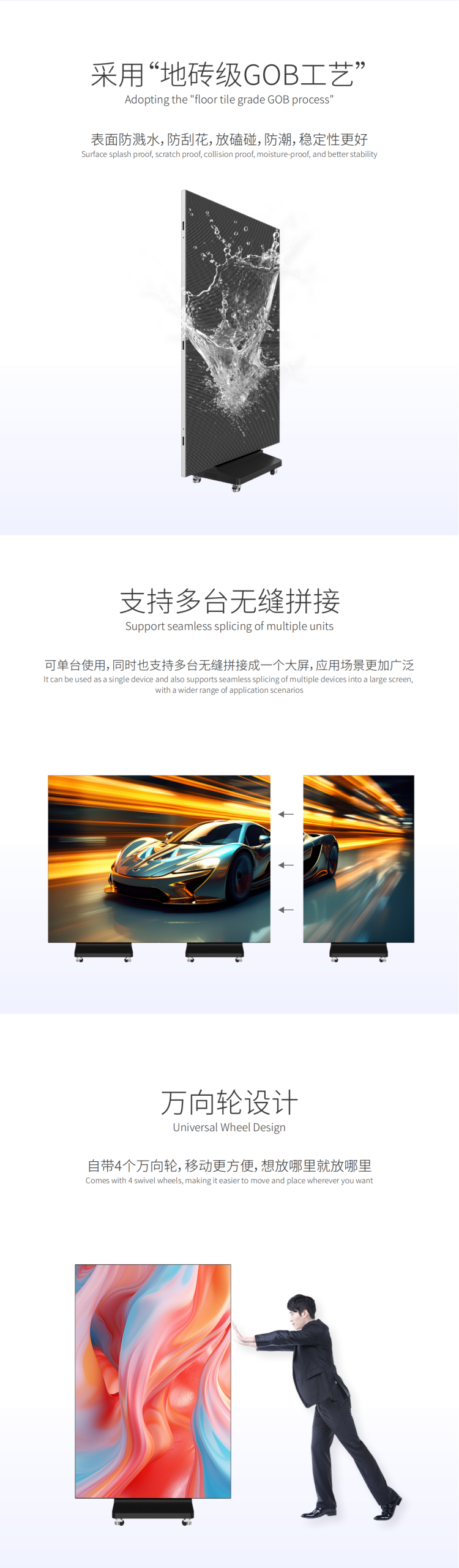 HTT LED GOB P1.25 P1.56 P1.86 P2.5 Three fold (double-sided) LED poster screen Manufacturer