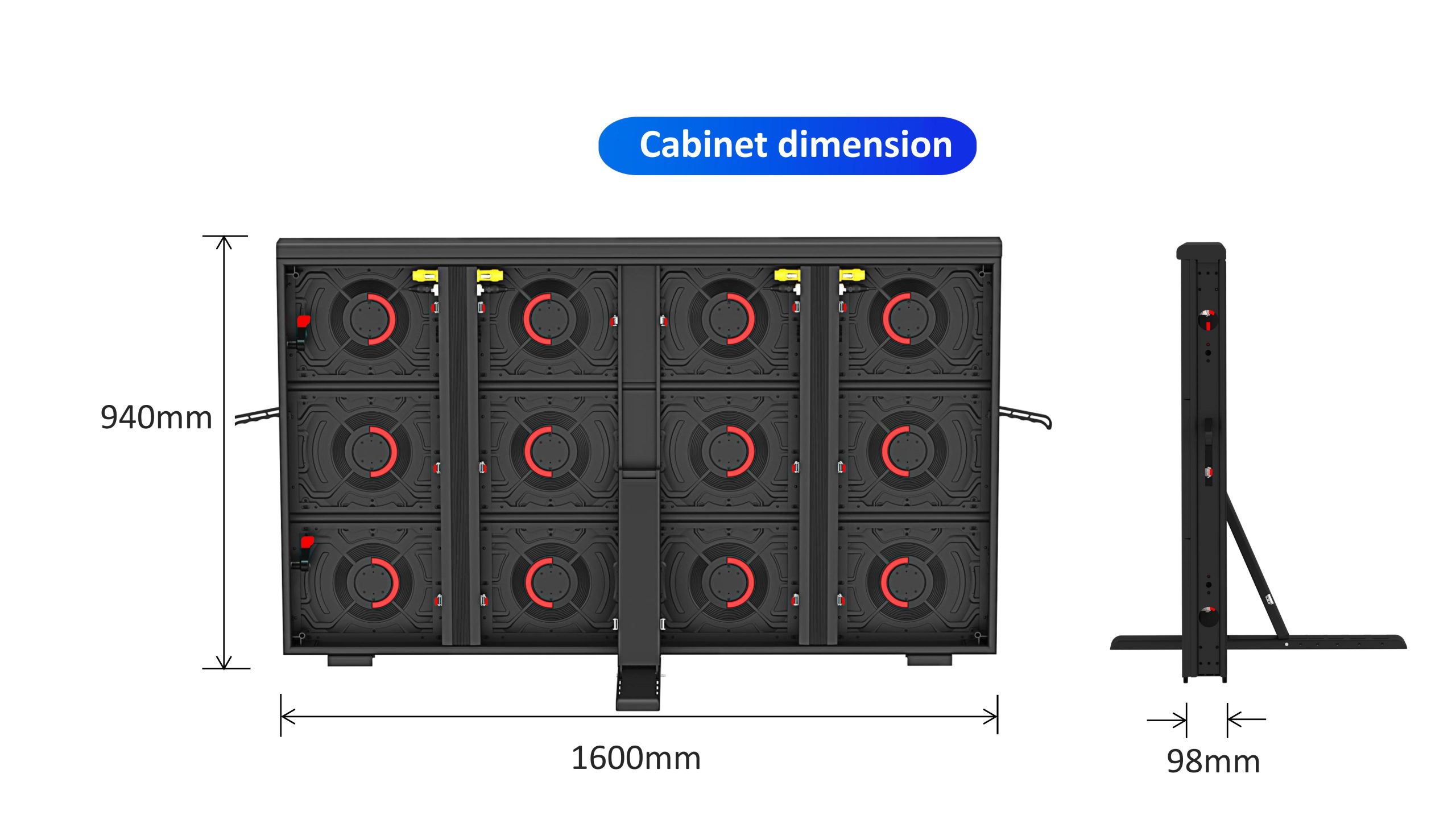 HTT LED 1600*900*98mm Outdoor Stadium LED Display Screen Waterproof Die-cast Aluminum Energy-saving 6500CD LED Display Screen Manufacturer