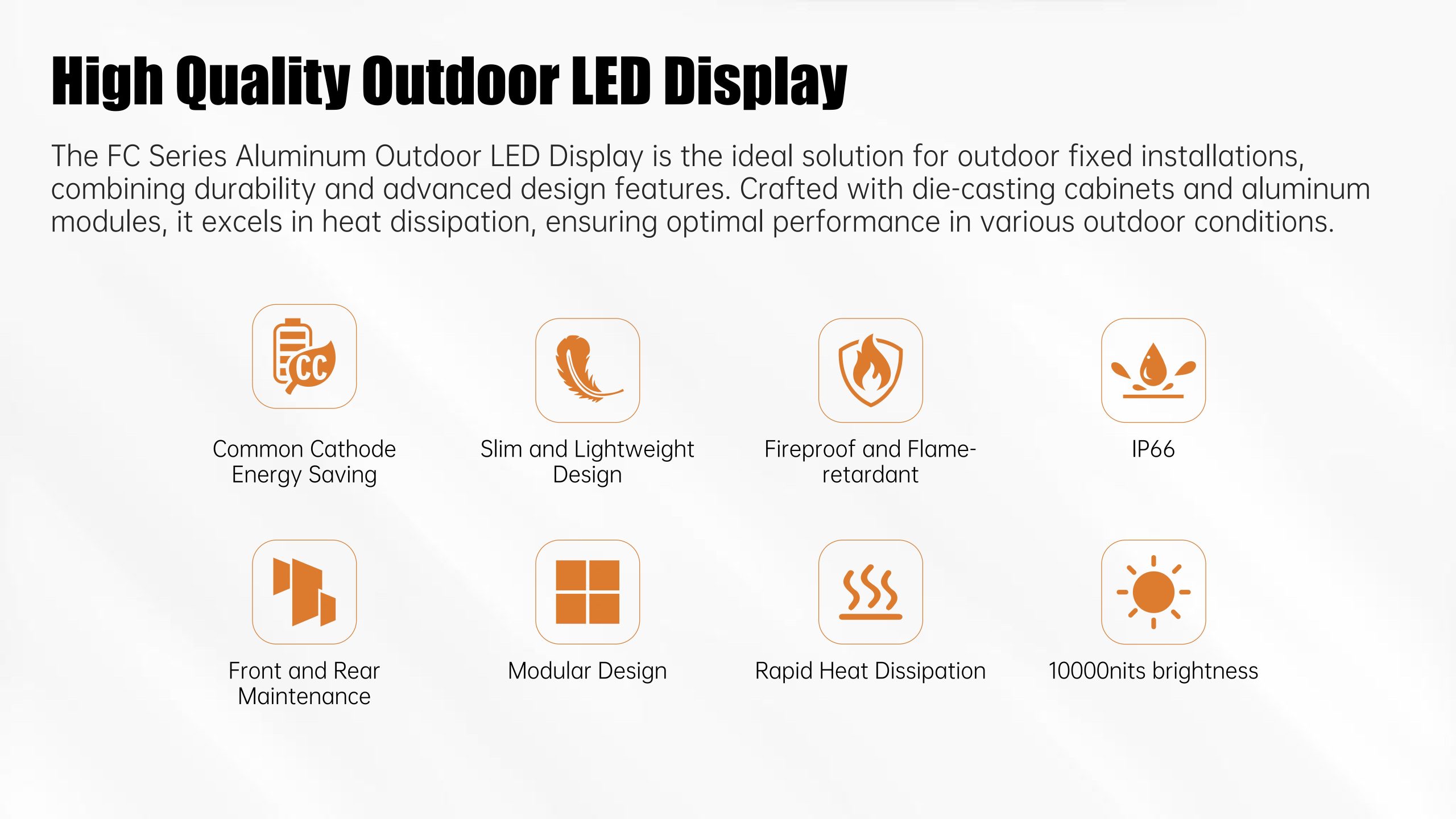 HTT LED 960*960mm outdoor energy-saving die-cast aluminum cabinet led display screen manufacturer factory -40℃ to 80℃
